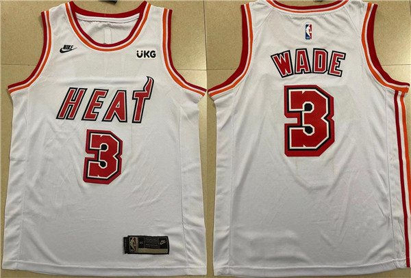 Men's Miami Heat #3 Dwyane Wade White Classic Edition Stitched Basketball Jersey